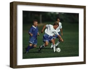 11 Year Old Boys Soccer Action-null-Framed Photographic Print