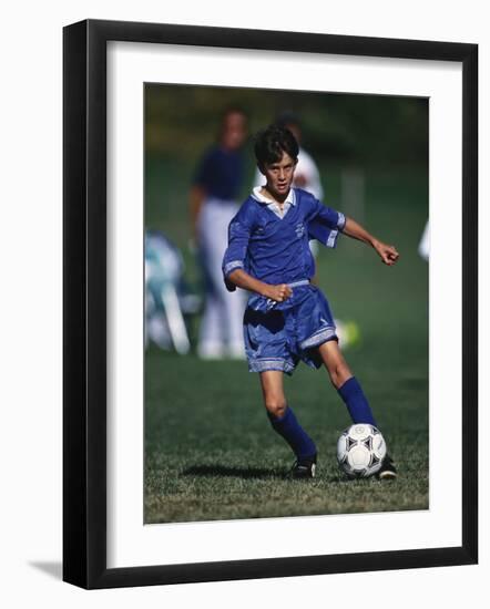 11 Year Old Boys Soccer Action-null-Framed Photographic Print