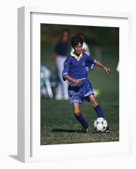 11 Year Old Boys Soccer Action-null-Framed Photographic Print