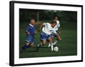 11 Year Old Boys Soccer Action-null-Framed Photographic Print