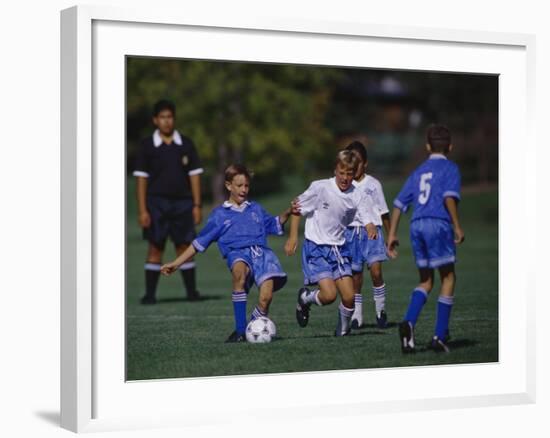 11 Year Old Boys Soccer Action-null-Framed Photographic Print