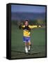 11 Year Old Boys Soccer Goalie in Action-null-Framed Stretched Canvas