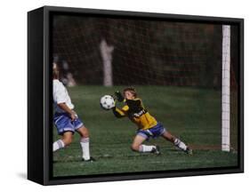 11 Year Old Boys Soccer Goalie in Action-null-Framed Stretched Canvas