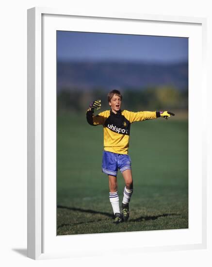 11 Year Old Boys Soccer Goalie in Action-null-Framed Photographic Print