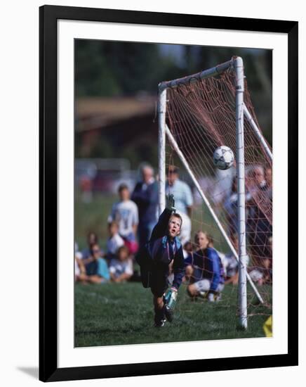 11 Year Old Boys Soccer Goalie in Action-null-Framed Photographic Print