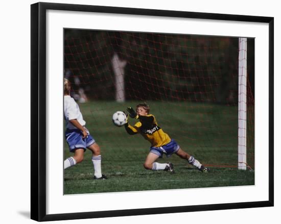 11 Year Old Boys Soccer Goalie in Action-null-Framed Photographic Print