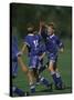 11 Year Old Boys Soccer Player Celebates a Goal-null-Stretched Canvas
