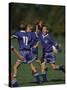 11 Year Old Boys Soccer Player Celebates a Goal-null-Stretched Canvas