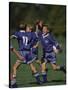 11 Year Old Boys Soccer Player Celebates a Goal-null-Stretched Canvas