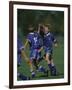 11 Year Old Boys Soccer Player Celebates a Goal-null-Framed Photographic Print