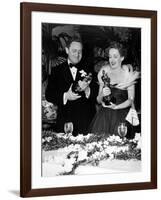 11th Annual Academy Awards, 1938. Spencer Tracy "Boys Town" with Bette Davies "Jezabel"-null-Framed Photographic Print