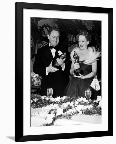 11th Annual Academy Awards, 1938. Spencer Tracy "Boys Town" with Bette Davies "Jezabel"-null-Framed Photographic Print