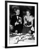 11th Annual Academy Awards, 1938. Spencer Tracy "Boys Town" with Bette Davies "Jezabel"-null-Framed Photographic Print