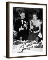 11th Annual Academy Awards, 1938. Spencer Tracy "Boys Town" with Bette Davies "Jezabel"-null-Framed Photographic Print