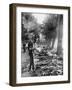 11th Hussars Bivouacked at Champs after the Retreat from Mons, September 1914-null-Framed Giclee Print