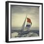 12-m. Yacht Nefertiti, Designed by Ted Hood, Sailing Through Waves at Pre America's Cup Test Run-George Silk-Framed Photographic Print