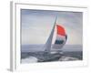 12-m. Yacht Nefertiti, Designed by Ted Hood, Sailing Through Waves at Pre America's Cup Test Run-George Silk-Framed Photographic Print