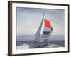 12-m. Yacht Nefertiti, Designed by Ted Hood, Sailing Through Waves at Pre America's Cup Test Run-George Silk-Framed Photographic Print