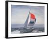 12-m. Yacht Nefertiti, Designed by Ted Hood, Sailing Through Waves at Pre America's Cup Test Run-George Silk-Framed Photographic Print