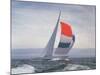 12-m. Yacht Nefertiti, Designed by Ted Hood, Sailing Through Waves at Pre America's Cup Test Run-George Silk-Mounted Photographic Print