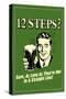 12 Steps Not In A Straight Line - Beer Drinking  - Funny Retro Poster-Retrospoofs-Stretched Canvas