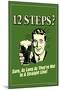 12 Steps Not In A Straight Line Beer Drinking Funny Retro Poster-Retrospoofs-Mounted Poster