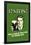 12 Steps Not In A Straight Line Beer Drinking Funny Retro Poster-Retrospoofs-Framed Poster