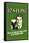 12 Steps Not In A Straight Line Beer Drinking Funny Retro Poster-Retrospoofs-Framed Stretched Canvas