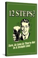 12 Steps Not In A Straight Line Beer Drinking Funny Retro Poster-Retrospoofs-Stretched Canvas