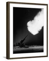 120Mm Anti-Aircraft Gun Firing into the Night-null-Framed Photographic Print