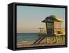 12th Street Lifeguard Station at Sunset, South Beach, Miami, Florida, USA-Nancy & Steve Ross-Framed Stretched Canvas