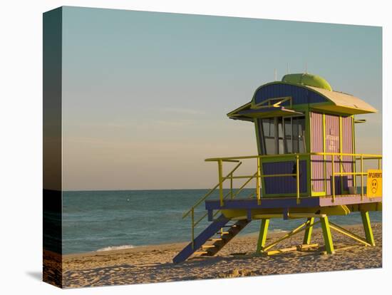12th Street Lifeguard Station at Sunset, South Beach, Miami, Florida, USA-Nancy & Steve Ross-Stretched Canvas