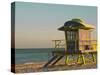 12th Street Lifeguard Station at Sunset, South Beach, Miami, Florida, USA-Nancy & Steve Ross-Stretched Canvas