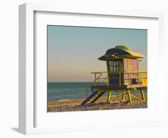 12th Street Lifeguard Station at Sunset, South Beach, Miami, Florida, USA-Nancy & Steve Ross-Framed Photographic Print