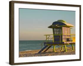 12th Street Lifeguard Station at Sunset, South Beach, Miami, Florida, USA-Nancy & Steve Ross-Framed Photographic Print