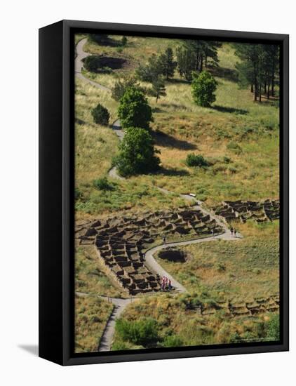 13th Century Tyuonyi Pueblo Ruins-Pat Vasquez-cunningham-Framed Stretched Canvas