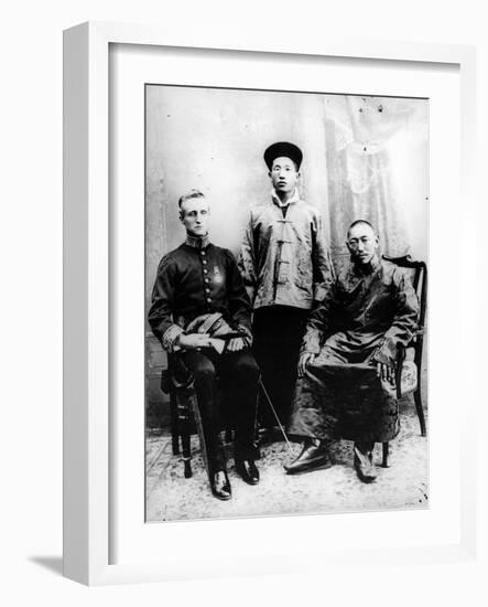 13th Dalai Lama, Sir Charles Bell and Maharaj Kumar Sidkeong Trul-Ku, 1910-English Photographer-Framed Photographic Print