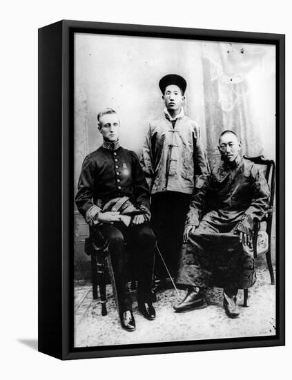 13th Dalai Lama, Sir Charles Bell and Maharaj Kumar Sidkeong Trul-Ku, 1910-English Photographer-Framed Stretched Canvas