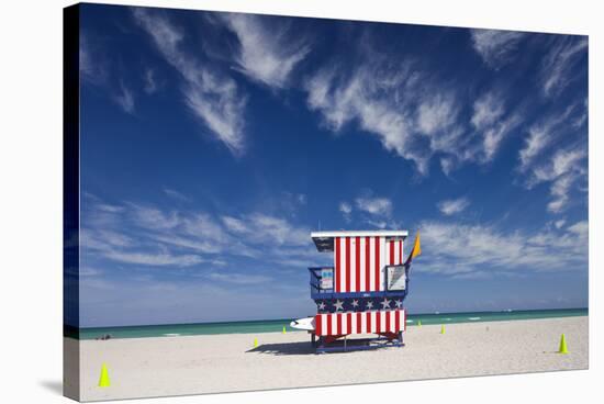 13Th Street Lifeguard Station on Miami Beach-Jon Hicks-Stretched Canvas