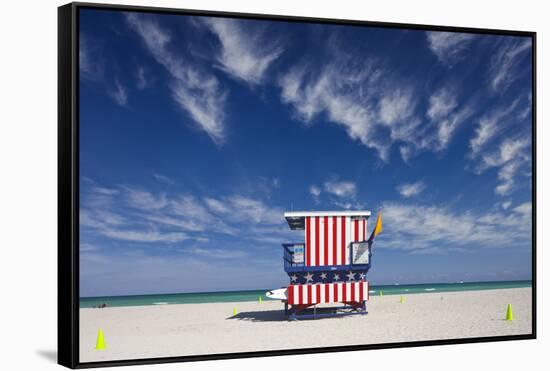 13Th Street Lifeguard Station on Miami Beach-Jon Hicks-Framed Stretched Canvas