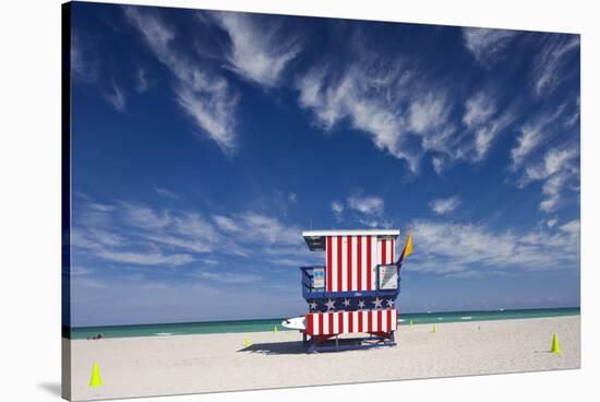 13Th Street Lifeguard Station on Miami Beach-Jon Hicks-Stretched Canvas