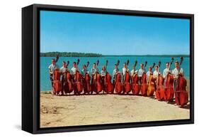 14 Double Bass Players at the Beach, Retro-null-Framed Stretched Canvas