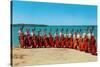 14 Double Bass Players at the Beach, Retro-null-Stretched Canvas