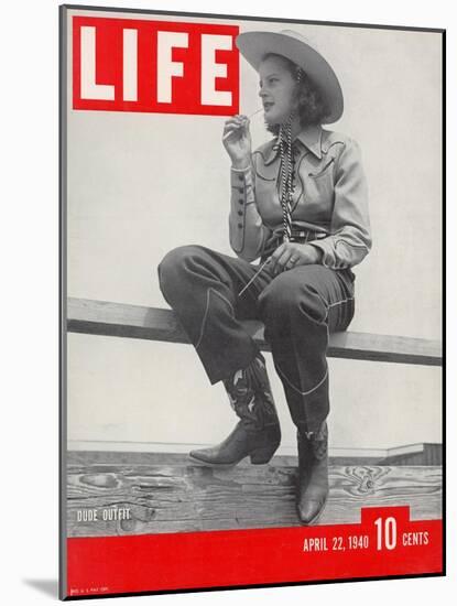 14-yr-old Cowgirl Jimmy Rogers Showing off Latest Western Clothing Trend, April 22, 1940-Peter Stackpole-Mounted Photographic Print