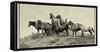 1421 Mustangs Of The Badlands B&W-Gordon Semmens-Framed Stretched Canvas