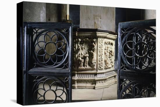 14th Century Baptismal Font, Baptistery of San Giovanni Battista, Florence, Italy-null-Stretched Canvas