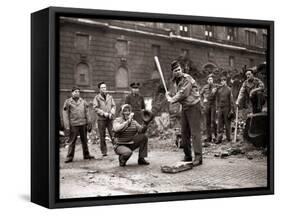 15 American Soldiers Playing Baseball Amid the Ruins of Liverpool, England 1943-null-Framed Stretched Canvas