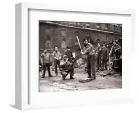 15 American Soldiers Playing Baseball Amid the Ruins of Liverpool, England 1943-null-Framed Premium Photographic Print