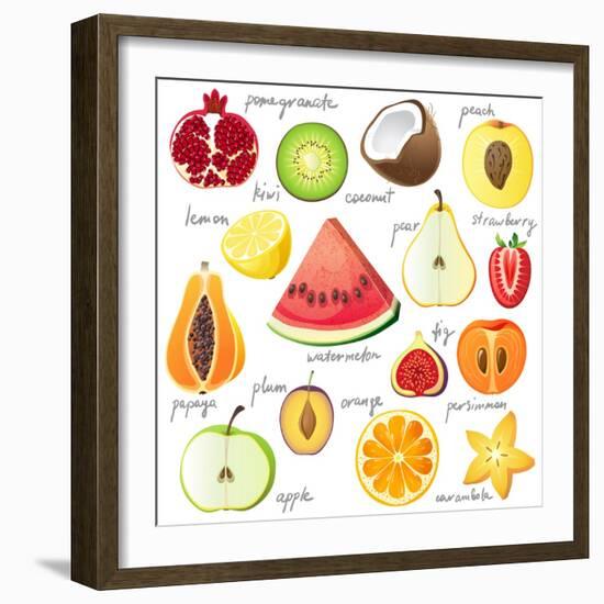 15 Bright Fruit Pieces-mart_m-Framed Art Print