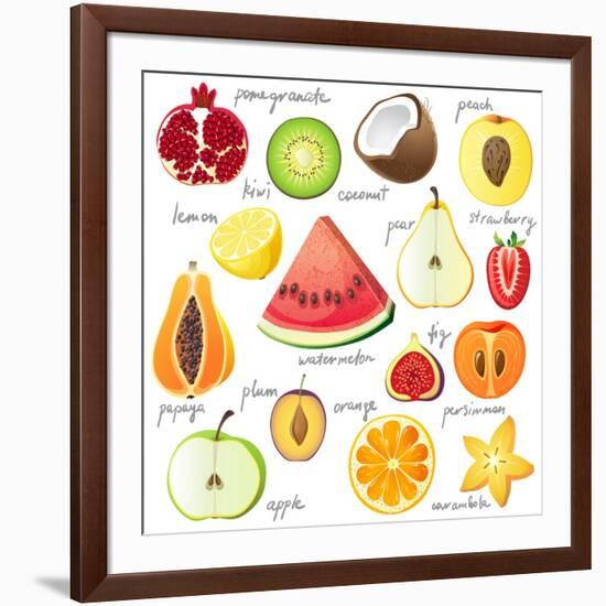 15 Bright Fruit Pieces-mart_m-Framed Art Print